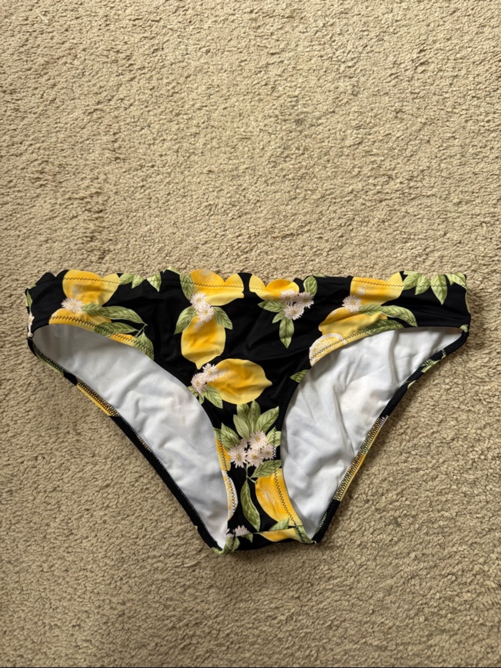 Shade & Shore Black Bikini Bottom with Yellow Lemon Print